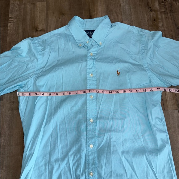 Ralph Lauren Classic Fit Long Sleeve Button Down Shirt Men 16 32/33 Aqua Flesh - Picture 5 of 6